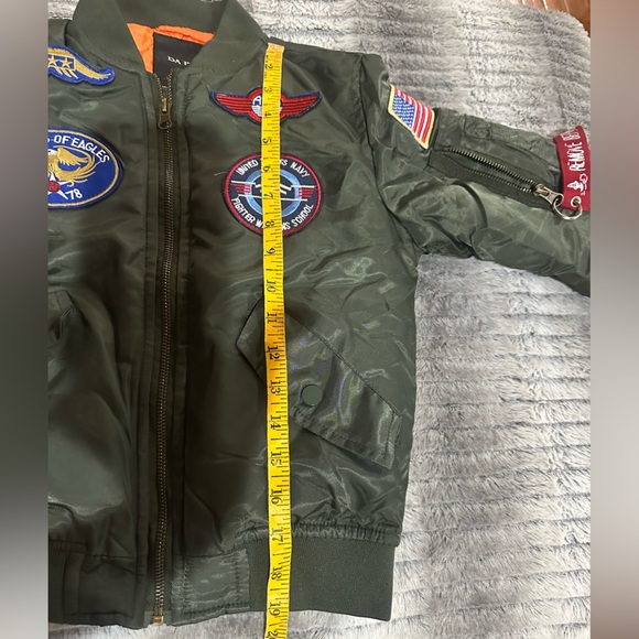 Top Gun Green Jacket Coat Da Fei Li Full-zip MA-1 Bomber Flyer's Kid's Youth 6 - Picture 11 of 12